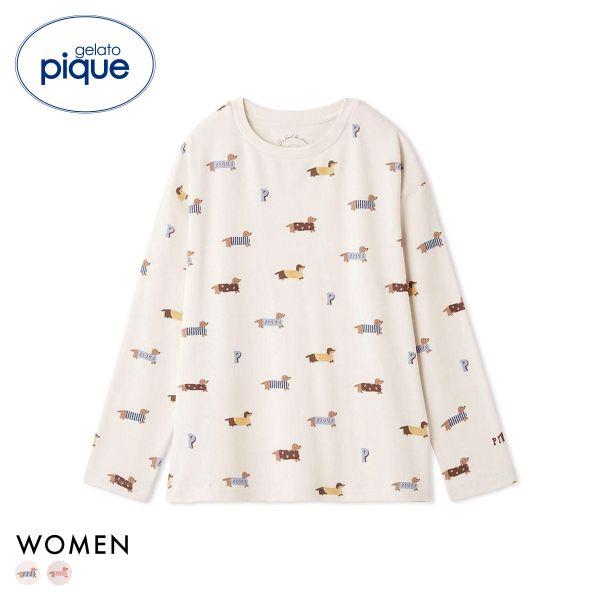 ジェラートピケ レディース ダックスフンド柄ロンT ジェラピケ パジャマ ルームウェア gelato...