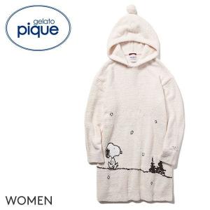 ジェラートピケ GELATO PIQUE レディース PEANUTS パネルジャガードフードドレス ジェラピケ パジャマ ルームウェア
