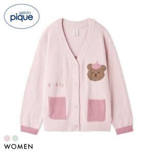 ジェラートピケ レディース エアリーモコドローイングベアカーディガン ジェラピケ パジャマ ルームウェア gelato pique