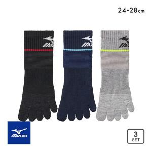 ミズノ MIZUNO RUN&WALK ソックス 靴下 ショート丈 5本指 3足組 サポート メンズ スポーツ 24-26cm 26-28cm｜SHIROHATO(白鳩)