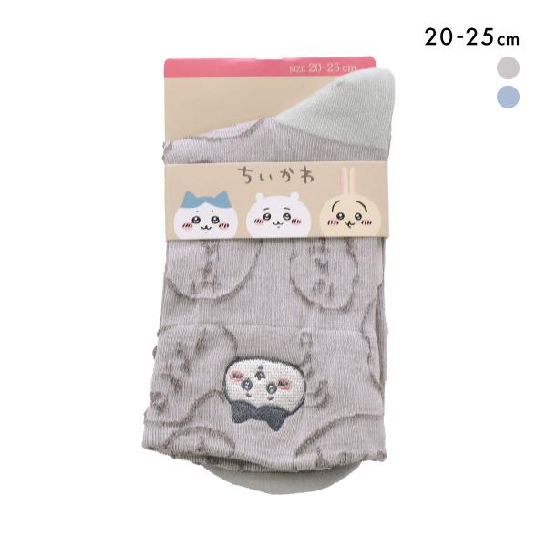 ちいかわ クルー丈ソックス ハチワレ フロート刺繍 レディース 靴下 ソックス 20-25cm