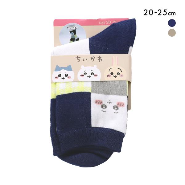 ちいかわ クルー丈ソックス ブロックチェック レディース 靴下 ソックス 20-25cm 母の日  ...