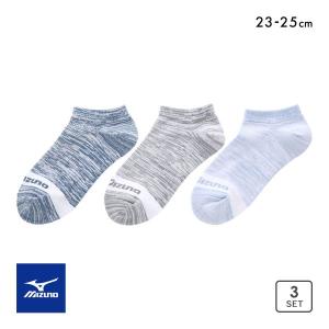 ミズノ DRY ソックス スニーカー丈 3足セット 速乾 甲メッシュ 通気性 破れにくい 引揃え レディース 靴下 23-25cm MIZUNO