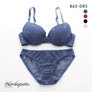 ハラークイン Harlequin フラワーオールレース 3/4カップ ブラジャー ショーツ セット BCD バックレース