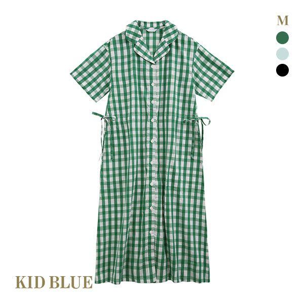 キッドブルー KID BLUE 23ギンガムチェック 5分袖 ワンピース ナイティ ルームウェア