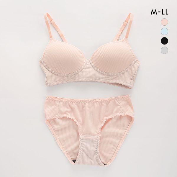 サンエイ SANEI リラックス＆ナチュラル リブ ノンワイヤーブラジャー ショーツ セット ブラセ...