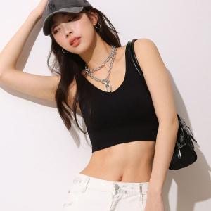カップ付きリブトップス タンクトップ ノンワイ...の詳細画像3