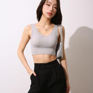 カップ付きリブトップス タンクトップ ノンワイ...の詳細画像5