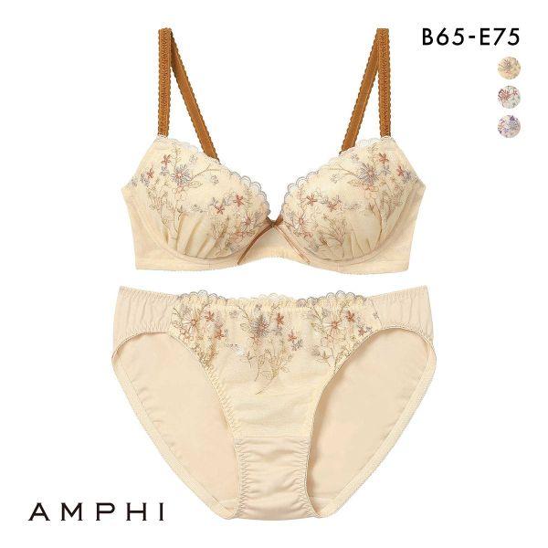 アンフィ ブラ＆ショーツセット まる胸メイク 小花ブーケ ABCDE ブラジャー ショーツ セット ...