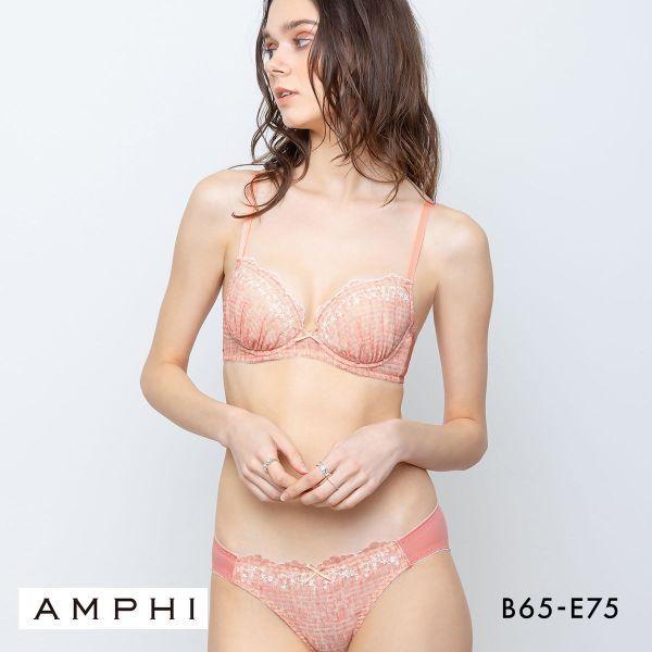 アンフィ ブラ＆ショーツセット まる胸メイク 刺繍 プリントレース ABCDE ブラジャー ショーツ...