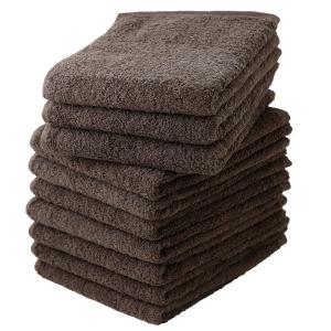 泉州タオル フェイスタオル 中厚手(320匁) 日本製 綿100% 吸水 業務用 同色10枚セット ブラウン