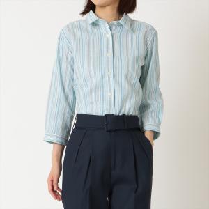 【Pitta Re:)】 カジュアルシャツ Wガーゼ 七分袖 ターコイズ レディース｜shirt
