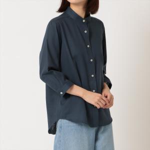 【Pitta Re:)】 カジュアルシャツ Wガーゼ 七分袖 ネイビー レディース｜shirt