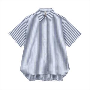 【Pitta Re:)】 カジュアルシャツ Wガーゼ ワイド 半袖 ネイビー レディース｜shirt