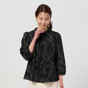 【レディースDAY】【20%OFF】【SALE】ブラウス 前タック 長袖 ブラック レディース｜shirt