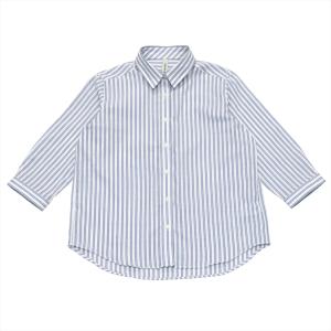 【Pitta Re:)】 カジュアルシャツ Wガーゼ レギュラー 七分袖 ブルー レディース｜shirt