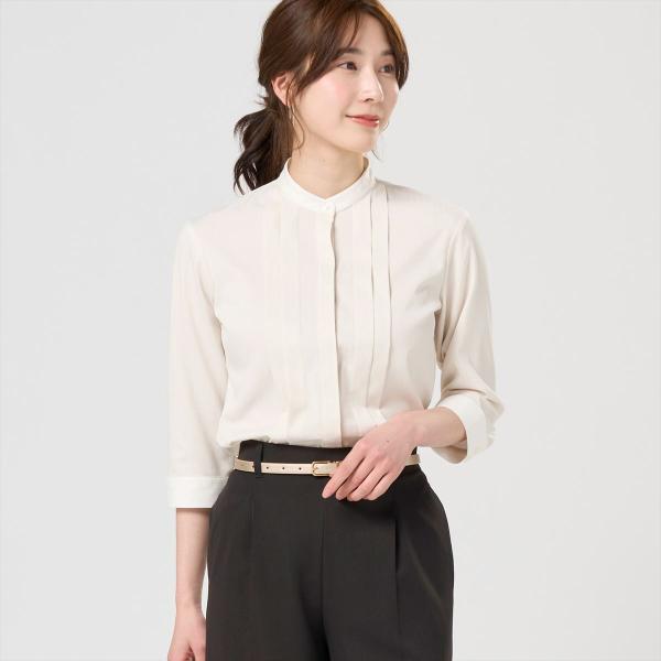 【公式】東京シャツ 【COFREX】 クレリック スタンド 配色ブラウス 七分袖 レディースデザイン...