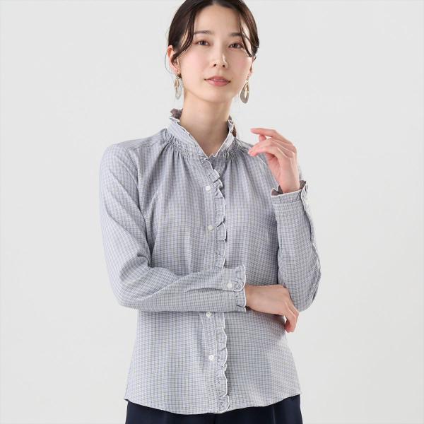 【公式】東京シャツ 【COFREX】 スタンド ゴムシャーリングブラウス 長袖 レディースデザインシ...