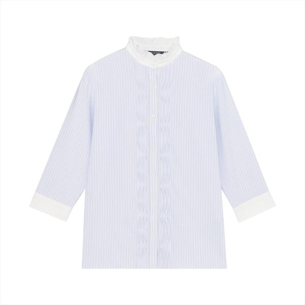 【公式】東京シャツ 【COFREX】 スタンドフリル クレリック ひねりピンタック ブラウス 七分袖...