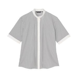 【公式】東京シャツ 【吸水速乾】【COFREX】 スタンド衿 ピンタック ブラウス 五分袖 レディースデザインシャツ