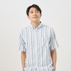 【Pitta Re:)】 カジュアルシャツ Wガーゼ ボタンダウン 半袖 綿100% メンズ｜shirt