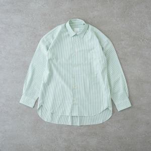 リラックスバックプリーツシャツ＜シーグリーンストライプ＞｜shirt