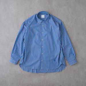 ＆リラックスバックプリーツシャツ＜ブルーワイドストライプ＞｜shirt