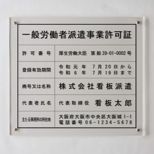 労働者派遣事業許可証アクリル置き型 自立式 　法定看板　標識　表示看板　安値　事務所用｜shirushidou