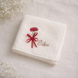 母の日ギフト 刺繍名入れ 今治タオル ハンカチ カーネーション ギフト 贈り物