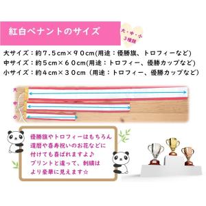 刺繍文字入り紅白ペナントリボン(小サイズ約4c...の詳細画像3