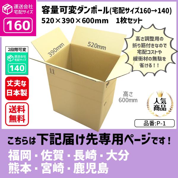 ダンボール １６０サイズ １枚だけ購入 長さ５２０×幅３９０×高さ６００ｍｍ お届け先が九州地方 Ｐ...