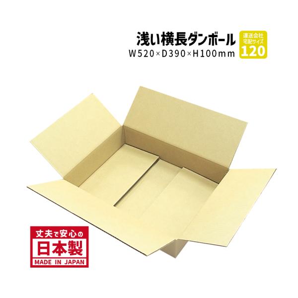 ダンボール 120サイズ 長さ520×幅390×高さ100mm P-4ケース（1枚）