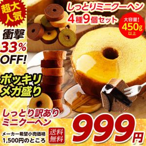 1500円→999円 訳ありミニバームクーヘン 訳ありミニクーヘン9個 送料無料 訳あり スイーツ 在庫処分 プレゼント 爆買