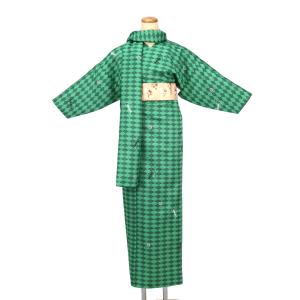 簡単に着れる 洗える 袷 3点セット(小袖着物＋リボン帯＋ショール