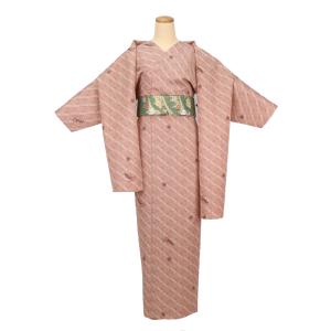 簡単に着れる 洗える 袷 3点セット(小袖着物＋リボン帯＋ショール