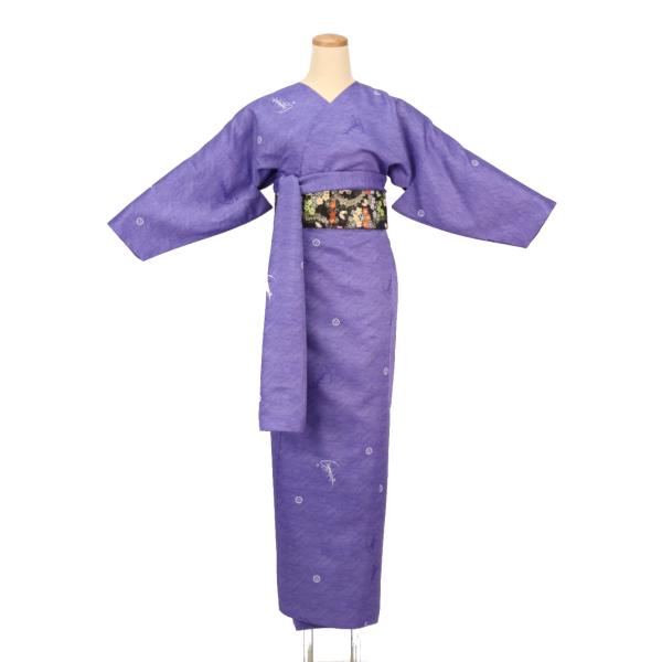 簡単に着れる 洗える 袷 3点セット(小袖着物＋リボン帯＋ショール) レディース お仕立て上がり 立...