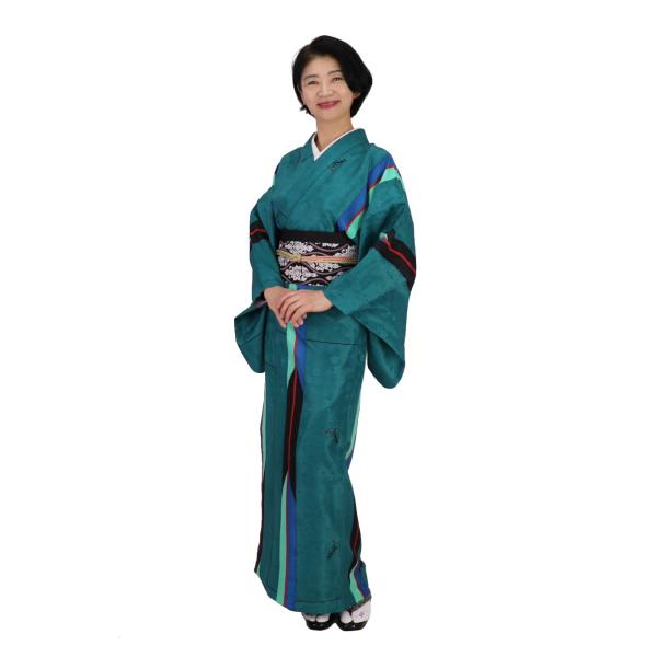 簡単に着れる 洗える 袷 ４点セット(着物＋リボン帯＋帯締め＋簡単な半衿) レディースお仕立て上がり...