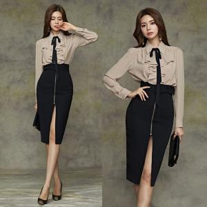 スリット　シャツ　ドレス　大人　リボン　きれいめ　シンプル　上品　セクシー　ワンピース