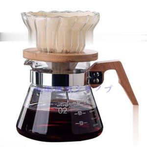 耐熱ガラス コーヒーサーバー ドリッパー セット ペーパードリップ ポット 耐熱 木製ハンドル 木製フタ アイスコーヒー ドリップ｜七楽通販ショップ