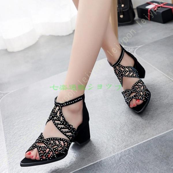 サンダル レディース 歩きやすい ぺたんこ ローヒール バックジッパー キラキラ ビジュー ファッシ...