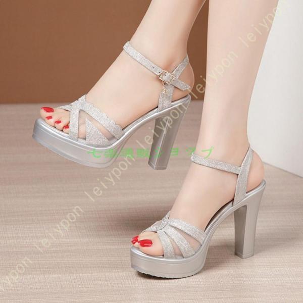 オフィスサンダル レディース 大きいサイズ 厚底 ヒール ストラップ 厚底サンダル 太ヒール ゴール...