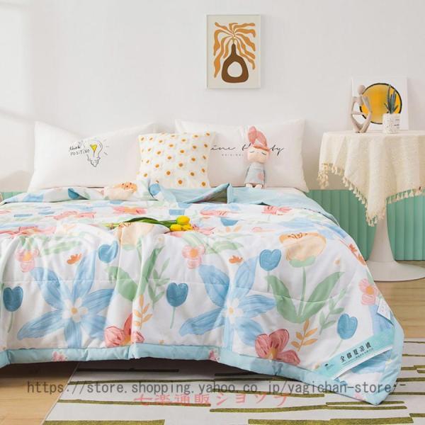 カバー不要 夏布団 掛けふとん 掛ふとん 接触冷感 苺柄 夏用寝具 軽い 肌に優しい 速乾 抗菌 通...