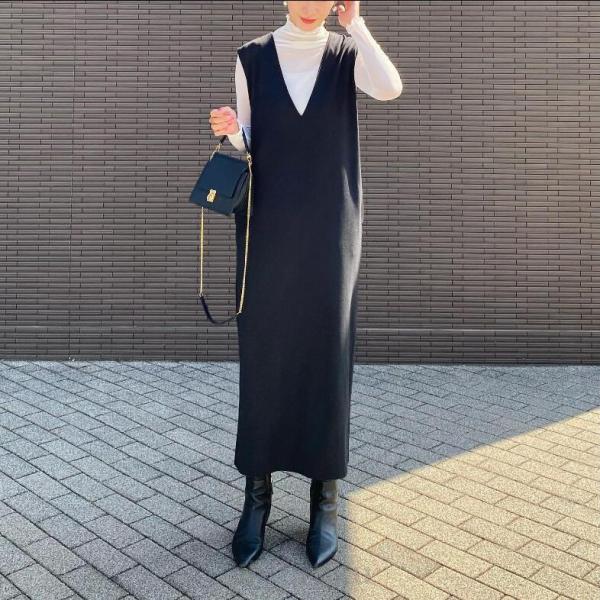 ワンピース ノースリーブ ロングワンピース マキシ丈ワンピース 無地 レイヤード風 vネック スッキ...