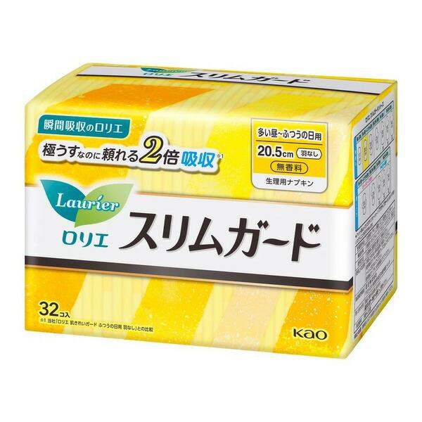 花王 ロリエ スリムガード 多い昼〜ふつうの日用 羽なし 32コ入 4901301277213 -k...