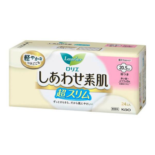 花王 ロリエ しあわせ素肌 超スリム 多い昼〜ふつうの日用 20.5cm 羽つき 24コ入 4901...