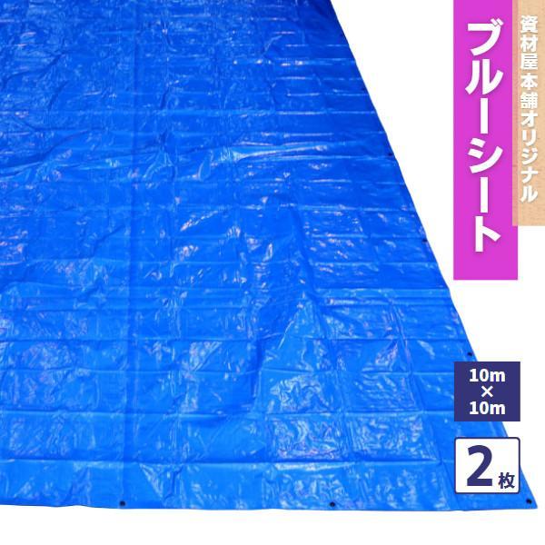ブルーシート 10m×10m 2枚 #3000 / 10m×10m 厚手 防水 カラー 雨除け 雨よ...
