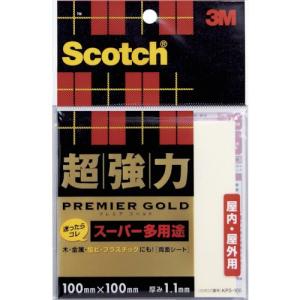 3M スコッチ 超強力両面テープ プレミアゴールド スーパー多用途 シートタイプ 100mm×100mm 《発注単位：1枚》［OB］