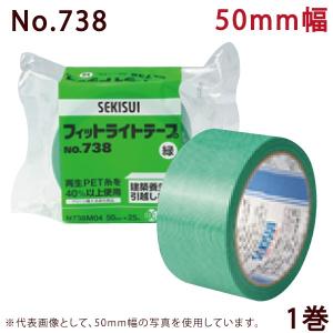 養生テープ セキスイ フィットライトテープ No.738 (緑) 50mm×25m 1巻｜仮止め 手で切れる 塗装 DIY 防災 引っ越し｜shizaiyasan