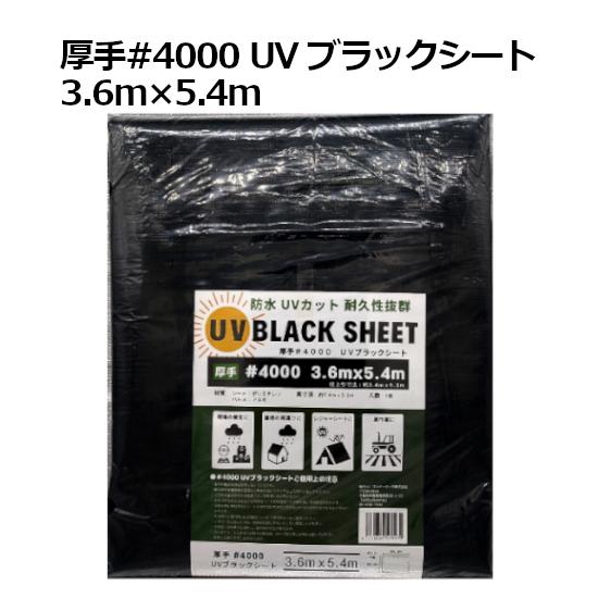 UVブラックシート 厚手 #4000 3.6m×5.4m 1枚 (KT) 【在庫限り】/ ブルーシー...