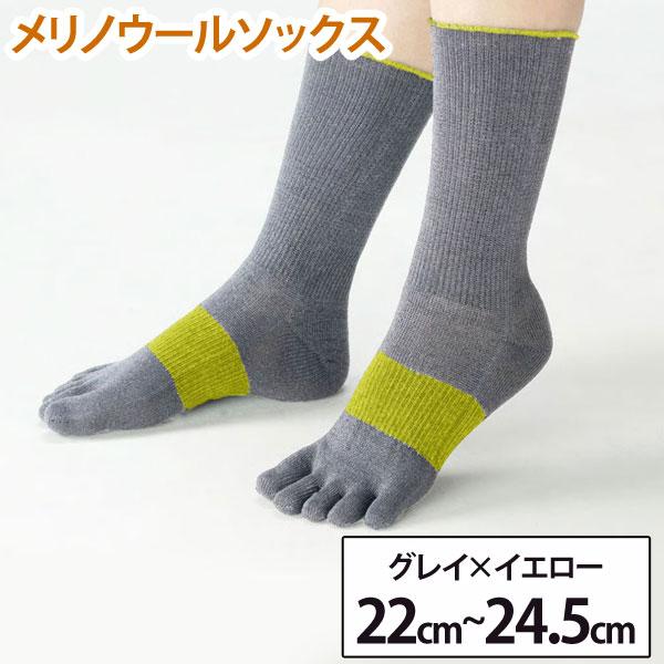 5本指ソックス アルキテクト・メリノウール 053 ロング Mサイズ（グレイ×イエロー） ワールドグ...